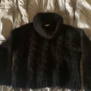 Black Cable Knit Eyelash Sweater